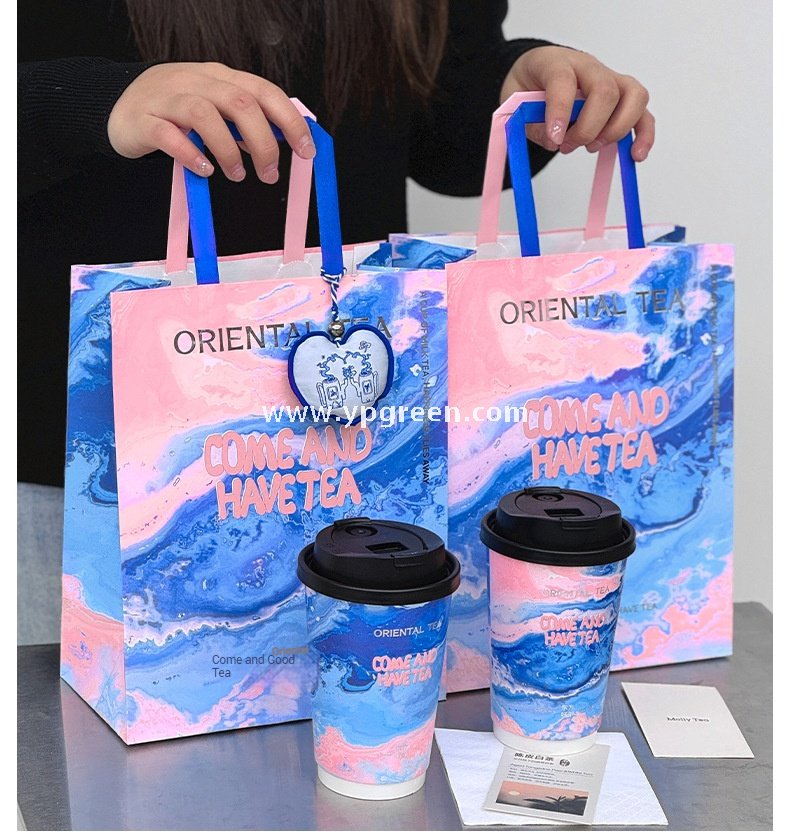 16oz Ocean Painting Style Embossed Hollow Coffee Paper Cups – 480ml Double Wall Milk Tea Cups Factory Wholesale
