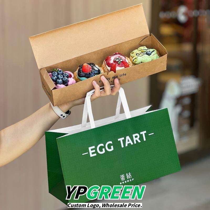 Wholesale Dark Green Thickened Boxes for 4-Piece Egg Tart Takeout - Direct Factory