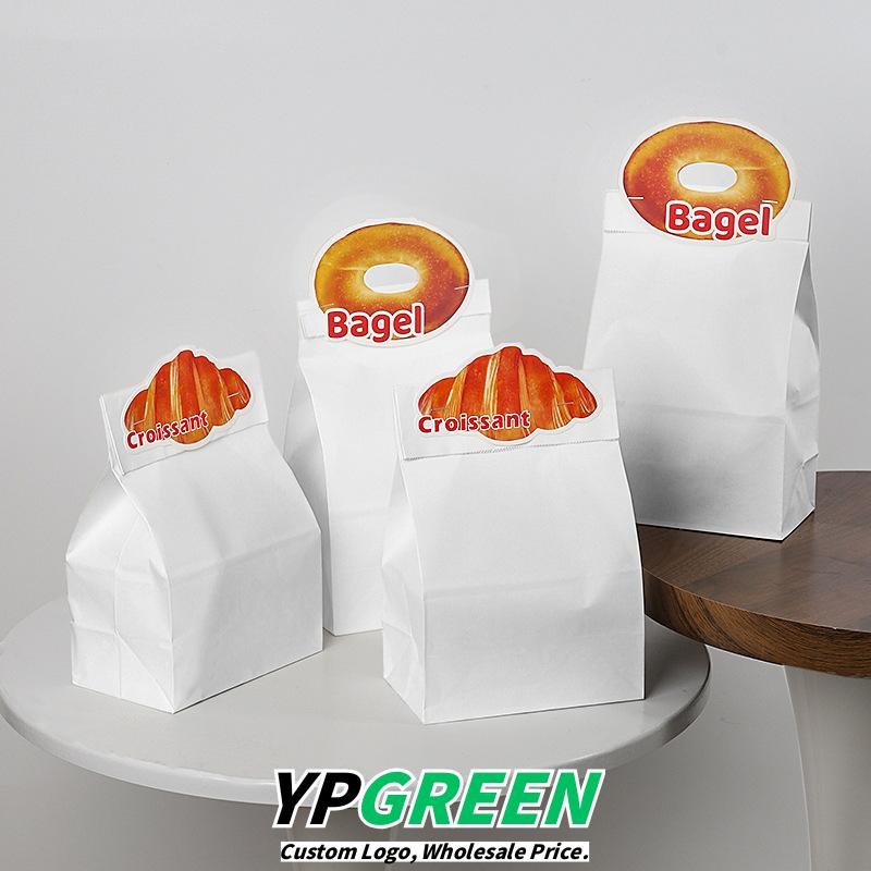 Wholesale Food-Grade Kraft Bags for Bagels, Croissants, and Alkali Water Bread with Card Labels - Trade-Only Pricing