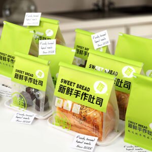 Wholesale Light Green Window Self-Seal Bags for Toast and Sliced Bread Takeout - Direct from Manufacturer