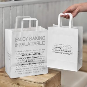 Wholesale White Handheld Bags for Bakery Toast, Baguettes, Bagels, Double Coffee Cups, and Milk Tea Takeout - No Middleman Pricing