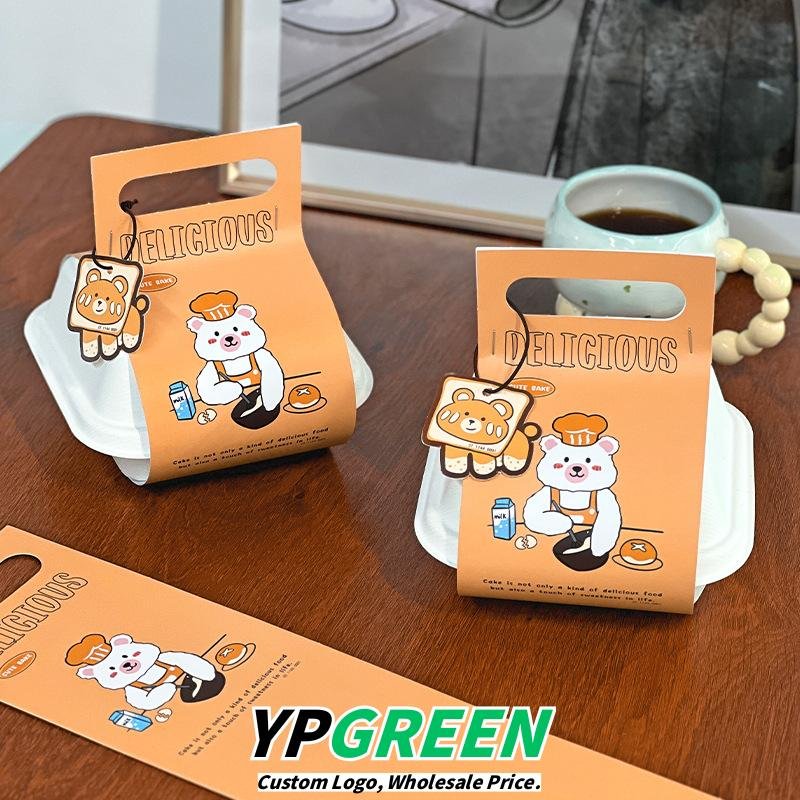 Wholesale Orange Little Bear Handheld Bordered Boxes for Bakery Desserts, Bread, Bagels, and Tiramisu Takeout - Direct Sourcing Partner
