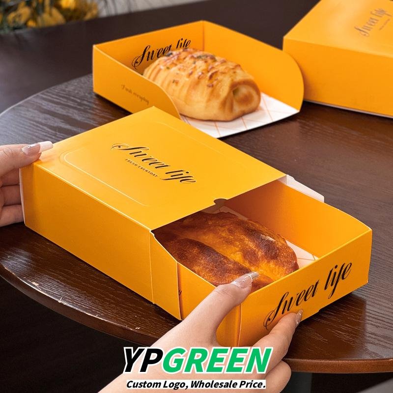 Wholesale Yellow Drawer-Style Pastry Boxes with Small Shovel for Bread, Croissants, and Waffles Takeout - Direct from Factory