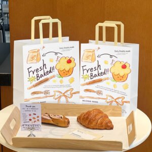 Wholesale Kraft Paper Handheld Bags for Bakery Bread and Dessert Takeout - Factory Direct Supply