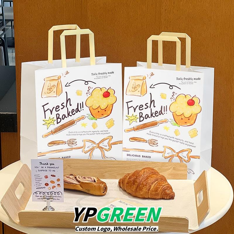 Wholesale Kraft Paper Handheld Bags for Bakery Bread and Dessert Takeout - Factory Direct Supply