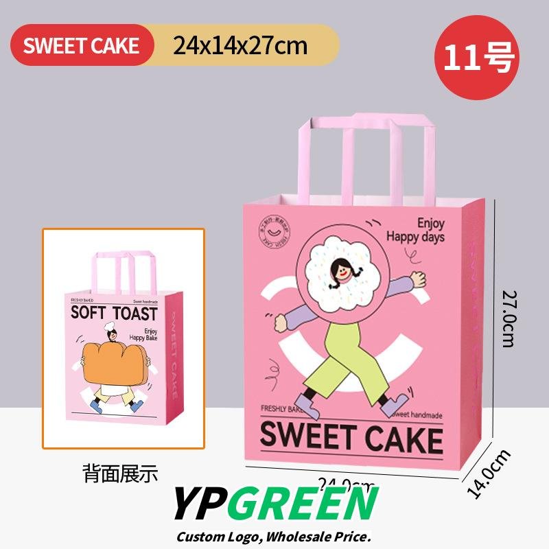 Wholesale Pink Cute Kraft Handheld Bags for Bakery Bread and Dessert Takeout - Factory Direct Supply