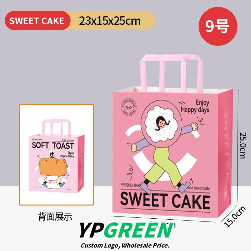 Wholesale Pink Cute Kraft Handheld Bags for Bakery Bread and Dessert Takeout - Factory Direct Supply