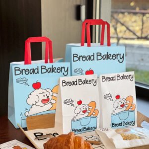 Wholesale Puppy Pattern Kraft Paper Handheld Bags for Bread and Dessert Takeout - Direct Factory
