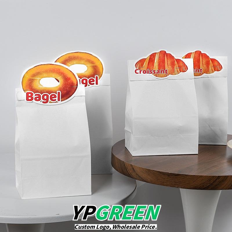 Wholesale Food-Grade Kraft Bags for Bagels, Croissants, and Alkali Water Bread with Card Labels - Trade-Only Pricing