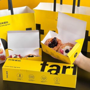 Wholesale Yellow Embossed Fold-Free Boxes for 2-4 Egg Tarts Takeout - Direct Factory