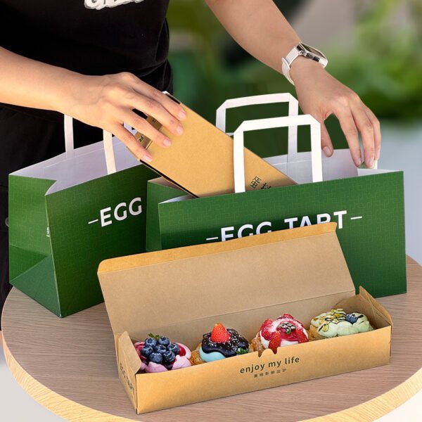 Wholesale Dark Green Thickened Boxes for 4-Piece Egg Tart Takeout - Direct Factory