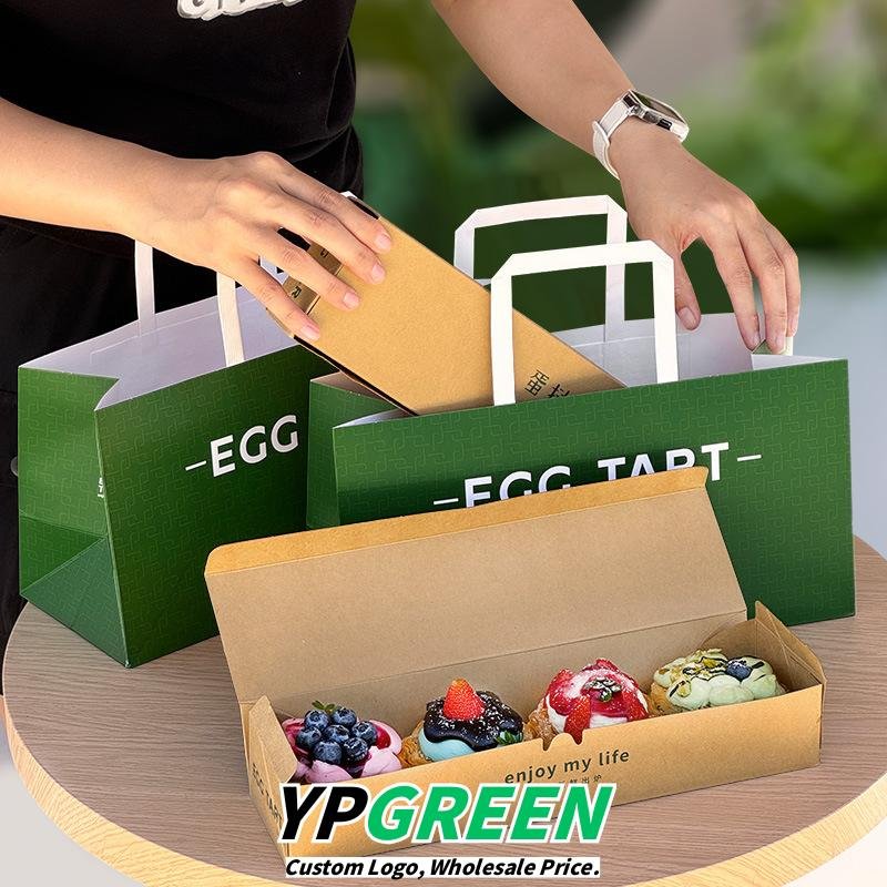 Wholesale Dark Green Thickened Boxes for 4-Piece Egg Tart Takeout - Direct Factory