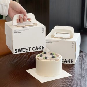 Wholesale Square Handheld Boxes for 3-4 Inch Cakes and Basque Mousse Takeout - Bulk Pricing Available