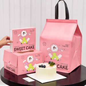 Wholesale Pink Disposable Insulated Bags for 4-6 Inch Cake Takeout - Direct from Manufacturer