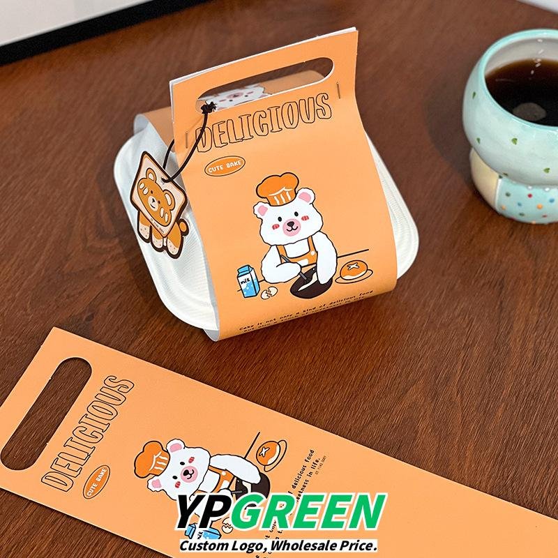 Wholesale Orange Little Bear Handheld Bordered Boxes for Bakery Desserts, Bread, Bagels, and Tiramisu Takeout - Direct Sourcing Partner