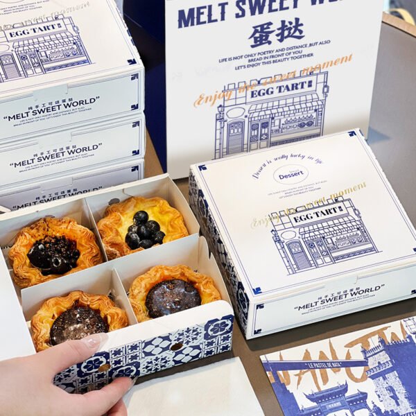 Wholesale White Non-Foldable Boxes for 4-Pack Portuguese Egg Tarts Takeout - Direct from Factory