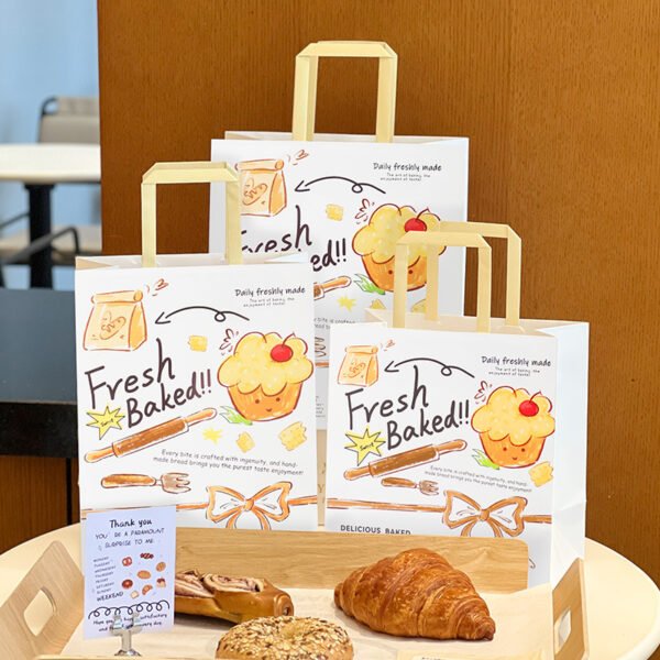 Wholesale Kraft Paper Handheld Bags for Bakery Bread and Dessert Takeout - Factory Direct Supply