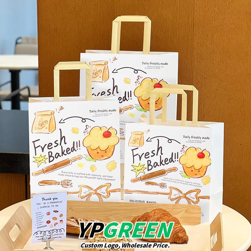 Wholesale Kraft Paper Handheld Bags for Bakery Bread and Dessert Takeout - Factory Direct Supply