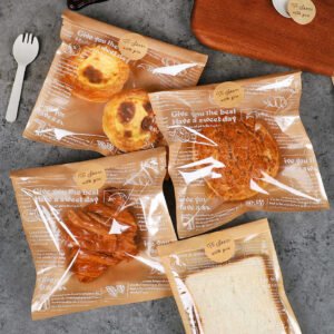 Wholesale Retro Transparent Kraft Bags for French Bagels, Toast, Sandwiches, and Bakery Takeout - Factory Direct Supply
