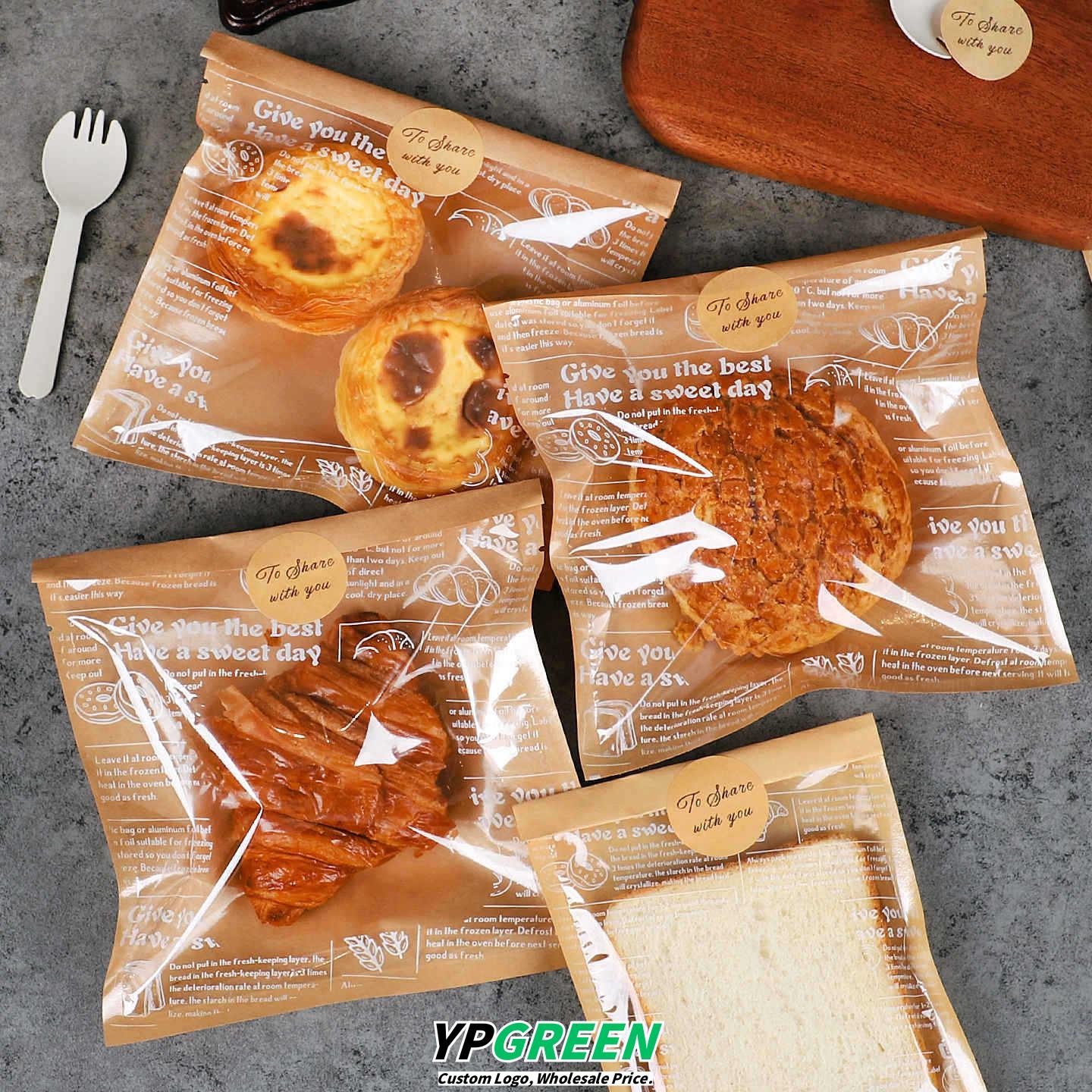 Wholesale Retro Transparent Kraft Bags for French Bagels, Toast, Sandwiches, and Bakery Takeout - Factory Direct Supply