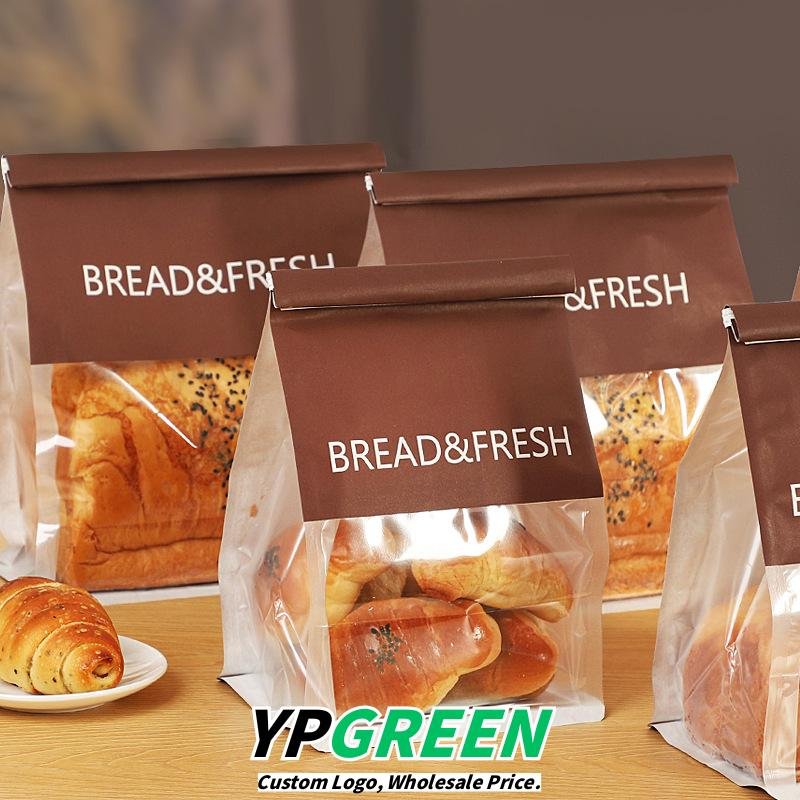 Wholesale Anti-Oil Paper Bags with Windows for Commercial Toast, Croissants, and Horn Breads Takeout - Factory Direct Supply