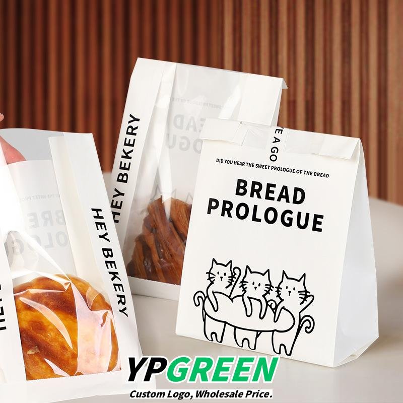 Wholesale Cartoon Little Cat Kraft Paper Bags for Soda Bread, Toast Slices, Baguettes, and Bagels Takeout - Direct from Manufacturer