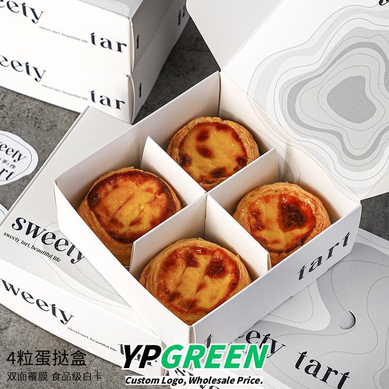 Wholesale 4-Compartment Takeout Boxes for Portuguese Egg Tarts and Pastries - Direct Factory