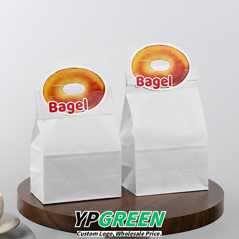 Wholesale Food-Grade Kraft Bags for Bagels, Croissants, and Alkali Water Bread with Card Labels - Trade-Only Pricing