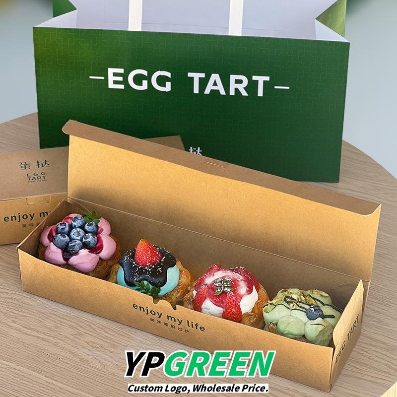 Wholesale Dark Green Thickened Boxes for 4-Piece Egg Tart Takeout - Direct Factory
