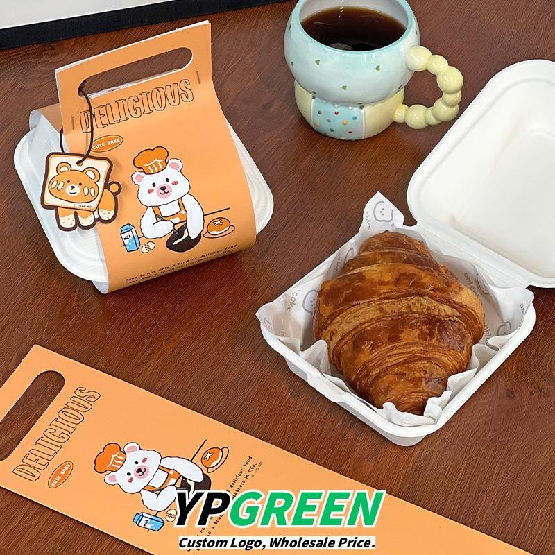 Wholesale Orange Little Bear Handheld Bordered Boxes for Bakery Desserts, Bread, Bagels, and Tiramisu Takeout - Direct Sourcing Partner