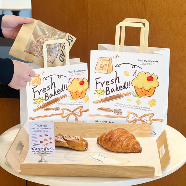 Wholesale Kraft Paper Handheld Bags for Bakery Bread and Dessert Takeout - Factory Direct Supply