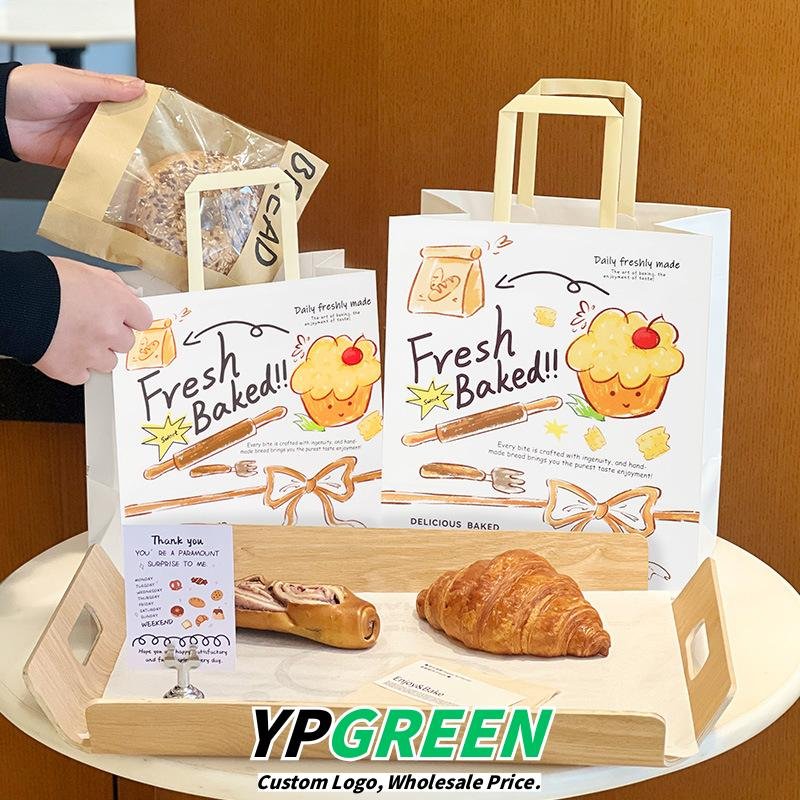 Wholesale Kraft Paper Handheld Bags for Bakery Bread and Dessert Takeout - Factory Direct Supply