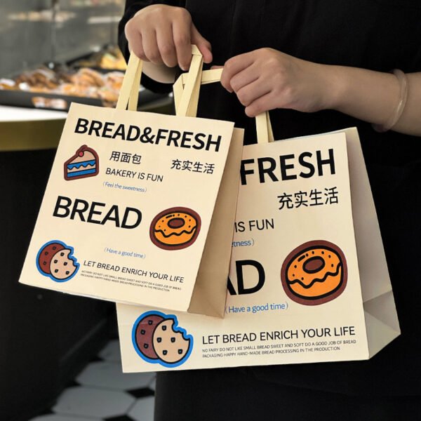Wholesale Kraft Paper Handheld Bags for Dessert Takeout and Bakery Packaging - Direct Factory