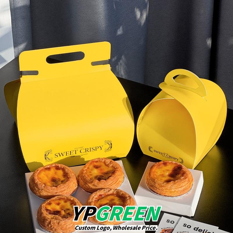 Wholesale Yellow Disposable Boxes for Single or 4-Pack Portuguese Egg Tarts Takeout - Direct from Manufacturer