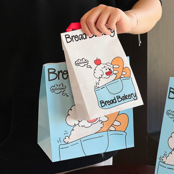 Wholesale Puppy Pattern Kraft Paper Handheld Bags for Bread and Dessert Takeout - Direct Factory