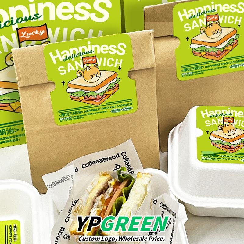 Custom Pulp Takeout Boxes with Dessert Labels and Food Seals - Save More at Source