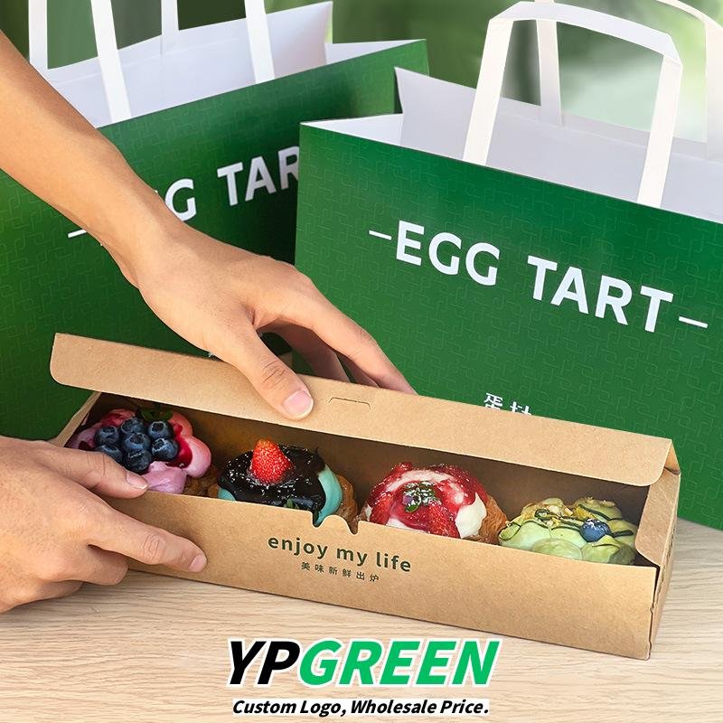 Wholesale Dark Green Thickened Boxes for 4-Piece Egg Tart Takeout - Direct Factory