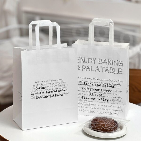 Wholesale White Handheld Bags for Bakery Toast, Baguettes, Bagels, Double Coffee Cups, and Milk Tea Takeout - No Middleman Pricing