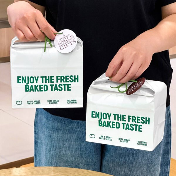 Wholesale Creative Hemp Rope Square Bottom Kraft Paper Bags for Bakery Toast and Dim Sum Takeout - Factory Direct Supply