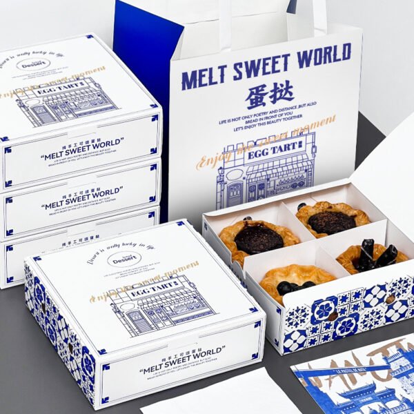Wholesale White Non-Foldable Boxes for 4-Pack Portuguese Egg Tarts Takeout - Direct from Factory