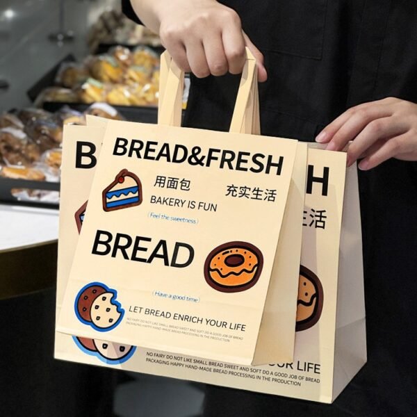 Wholesale Kraft Paper Handheld Bags for Dessert Takeout and Bakery Packaging - Direct Factory