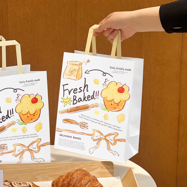 Wholesale Kraft Paper Handheld Bags for Bakery Bread and Dessert Takeout - Factory Direct Supply