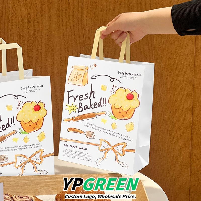 Wholesale Kraft Paper Handheld Bags for Bakery Bread and Dessert Takeout - Factory Direct Supply