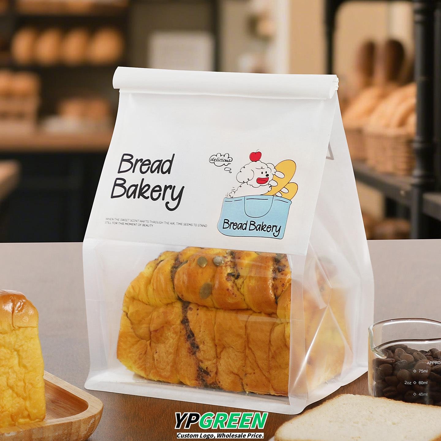 Wholesale Cartoon Illustration Transparent Window Self-Seal Bags for Sliced Toast Takeout - Factory to Business