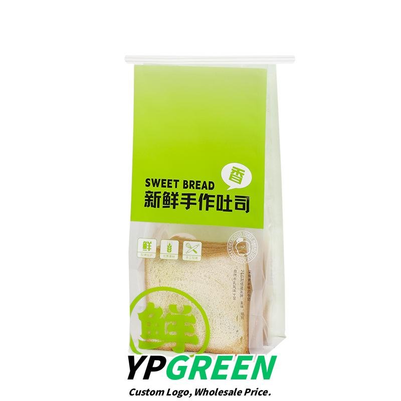 Wholesale Light Green Window Self-Seal Bags for Toast and Sliced Bread Takeout - Direct from Manufacturer