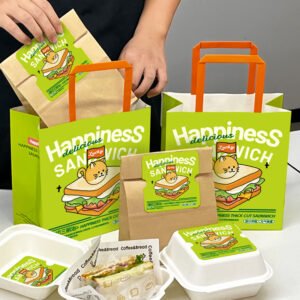 Custom Pulp Takeout Boxes with Dessert Labels and Food Seals - Save More at Source