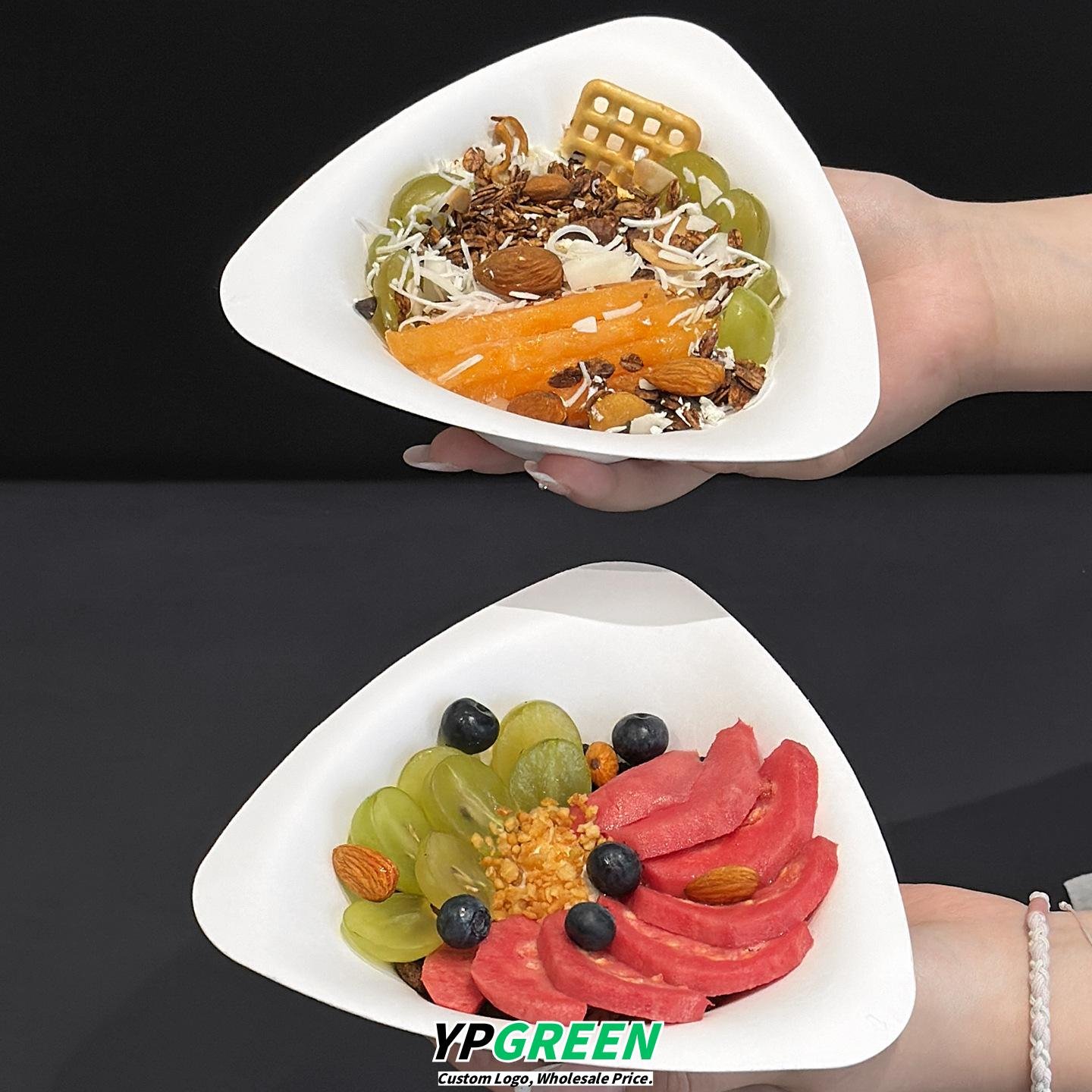 Wholesale Eco-Degradable Triangular Paper Bowls for Ice Cream and Yogurt Takeout - From Our Plant to You