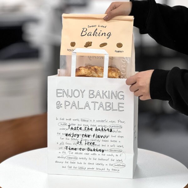 Wholesale White Handheld Bags for Bakery Toast, Baguettes, Bagels, Double Coffee Cups, and Milk Tea Takeout - No Middleman Pricing