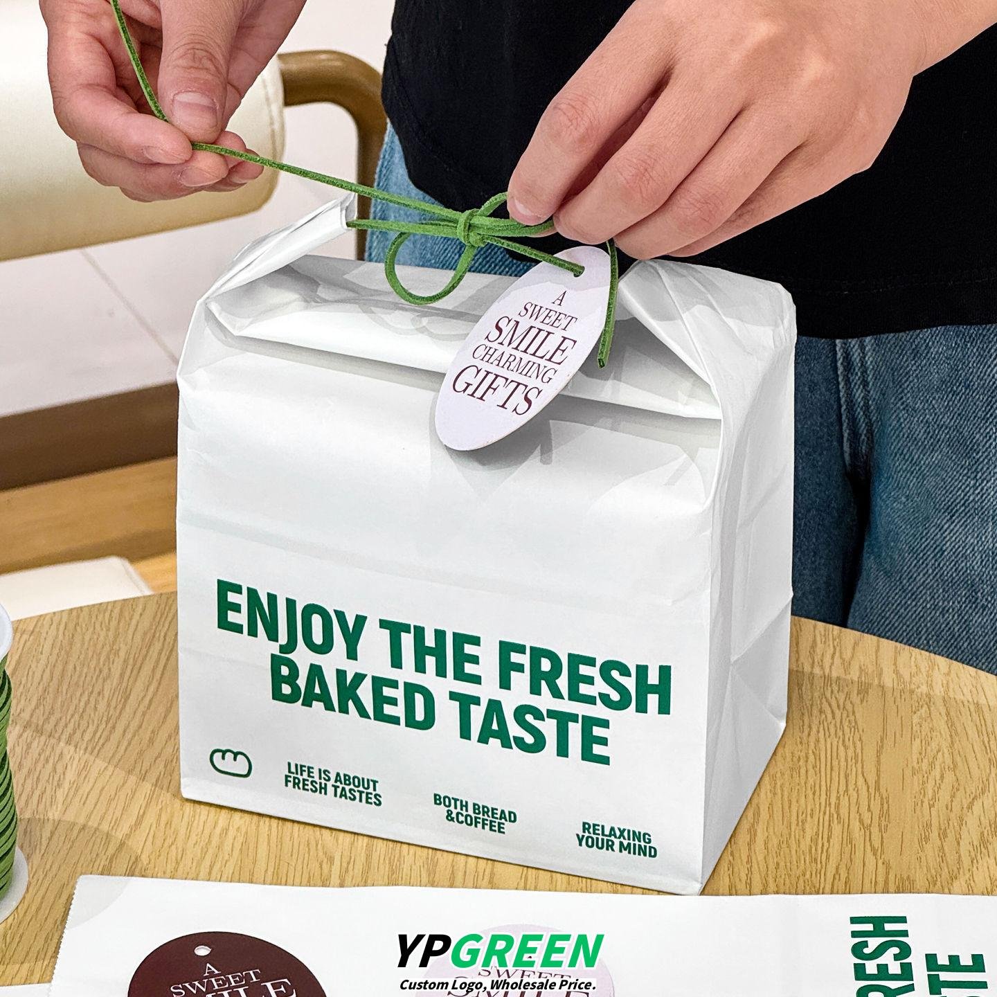 Wholesale Creative Hemp Rope Square Bottom Kraft Paper Bags for Bakery Toast and Dim Sum Takeout - Factory Direct Supply