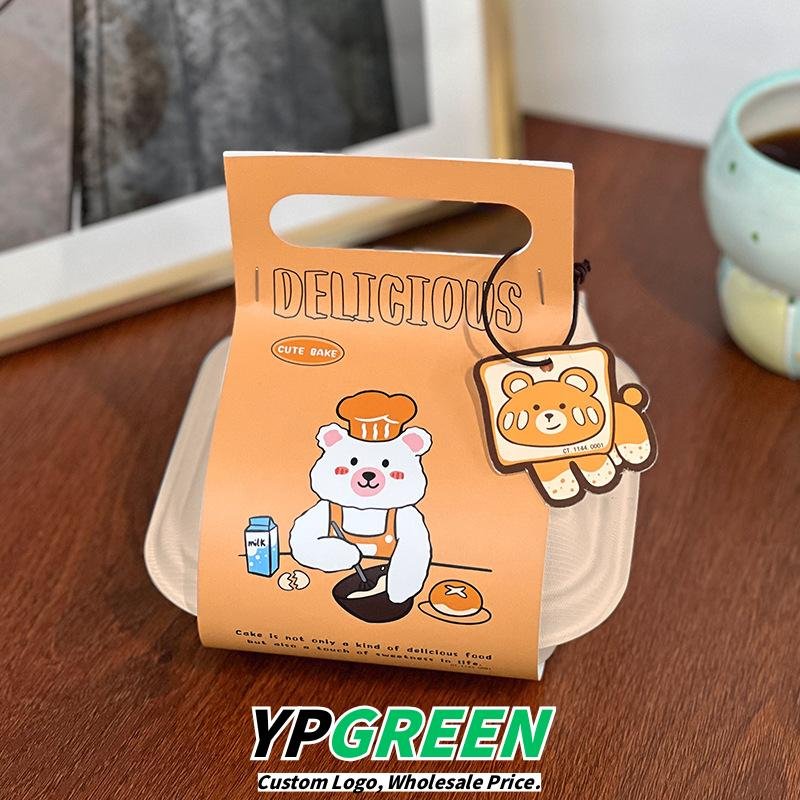 Wholesale Orange Little Bear Handheld Bordered Boxes for Bakery Desserts, Bread, Bagels, and Tiramisu Takeout - Direct Sourcing Partner